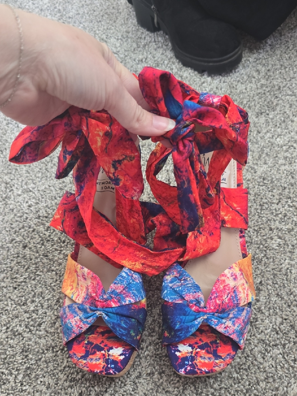 Multicolor Cork Wedge Sandals